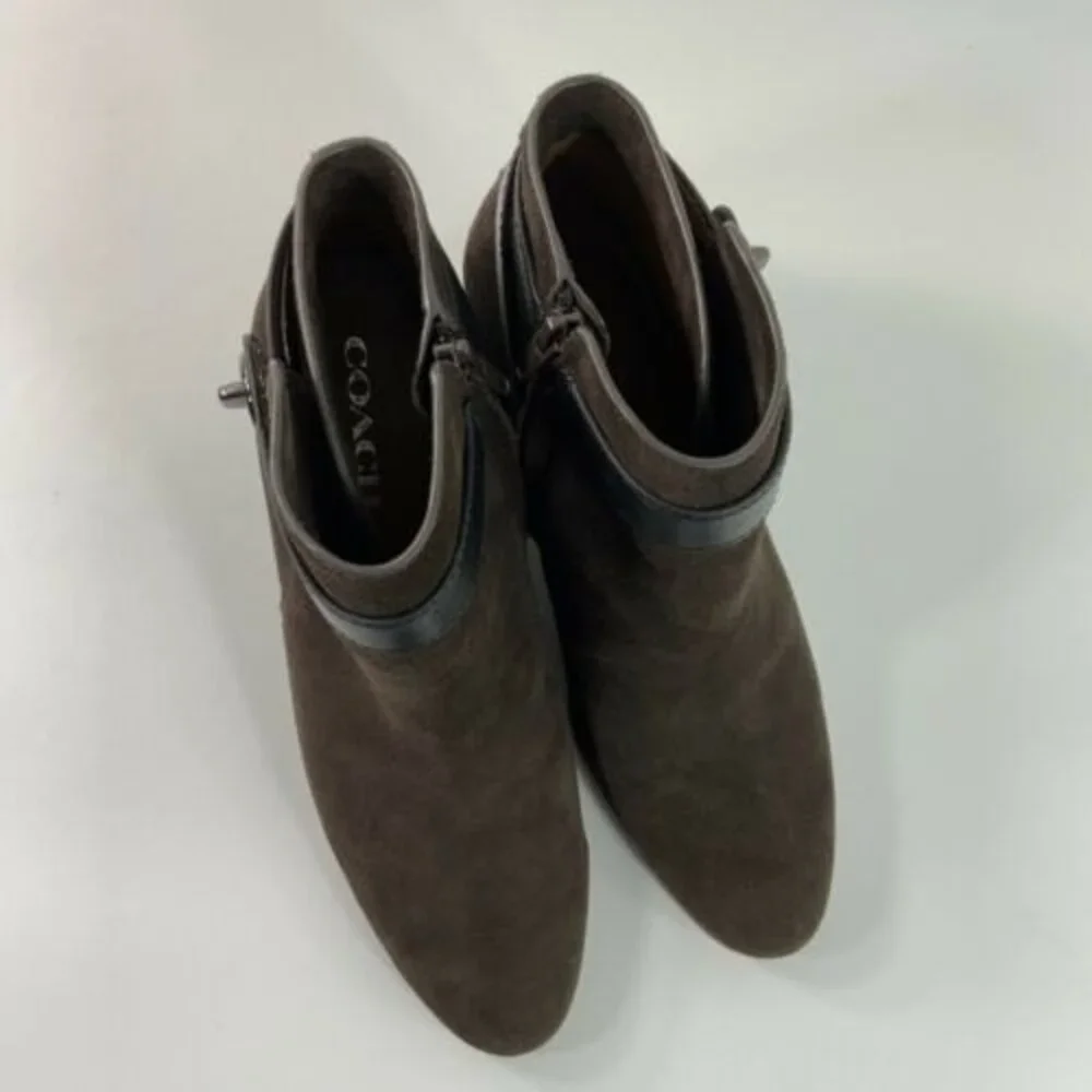 Coach Suede Signature Coach Lock Harness Block Heel 8.5